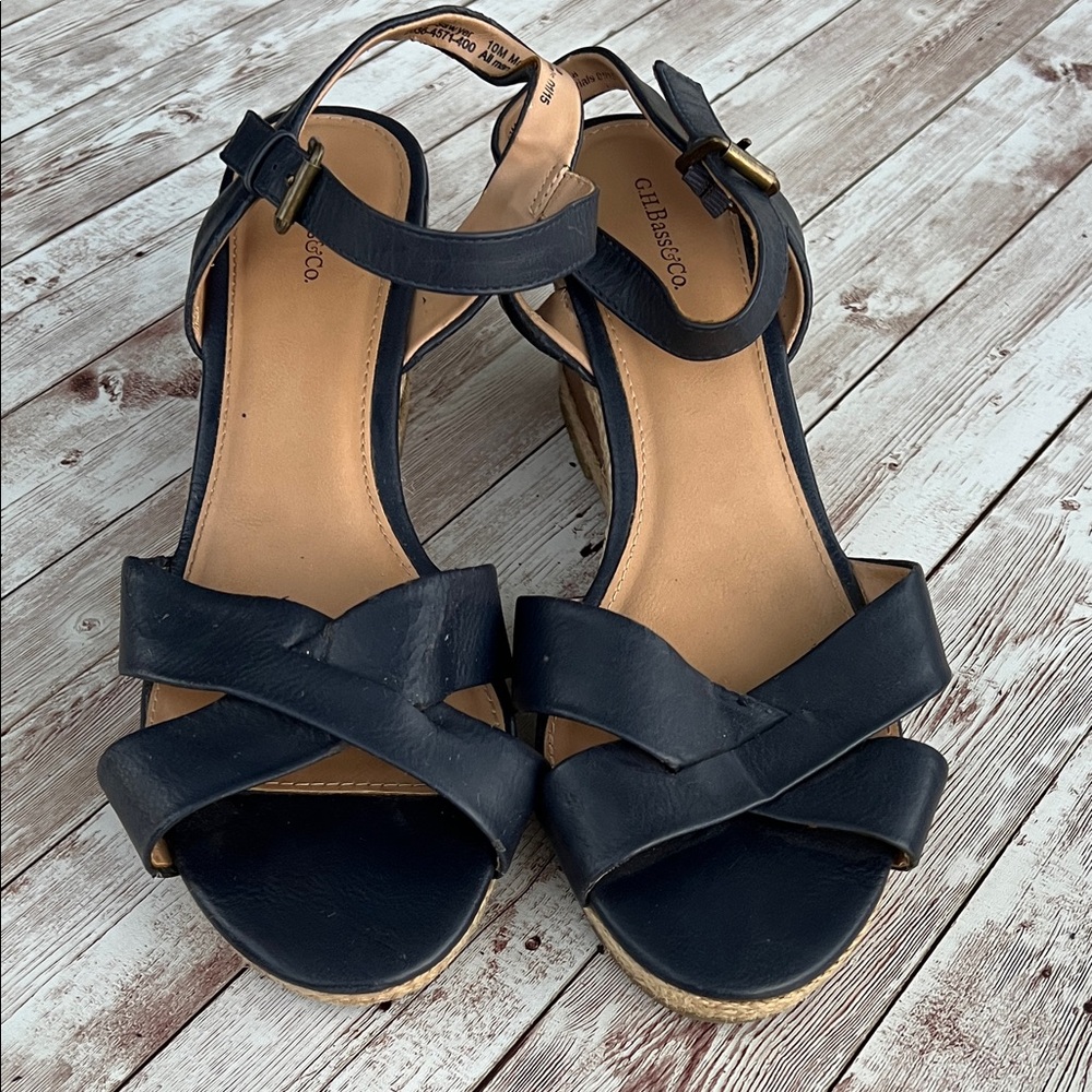 G.H. Bass & Co. Navy Blue Women's Wedge Sandals